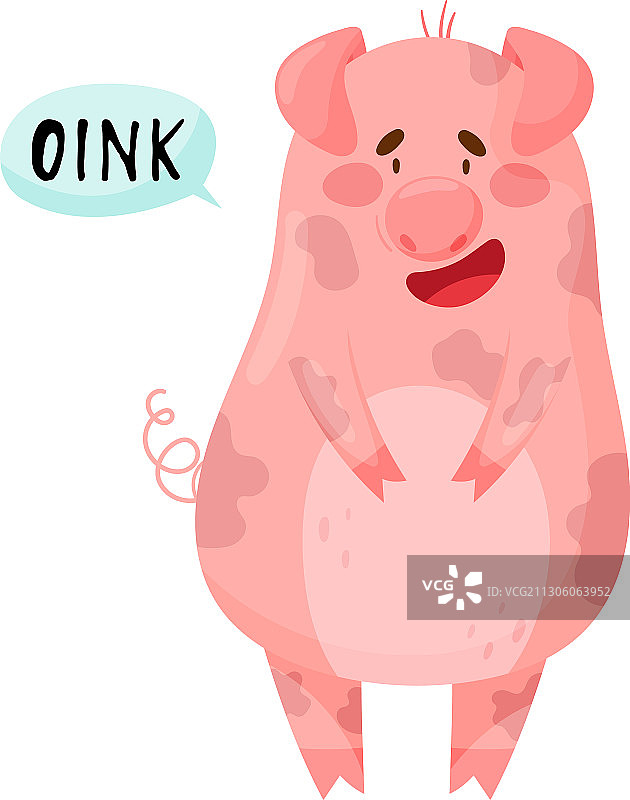 张开嘴发出哼哼声的粉色小猪图片素材