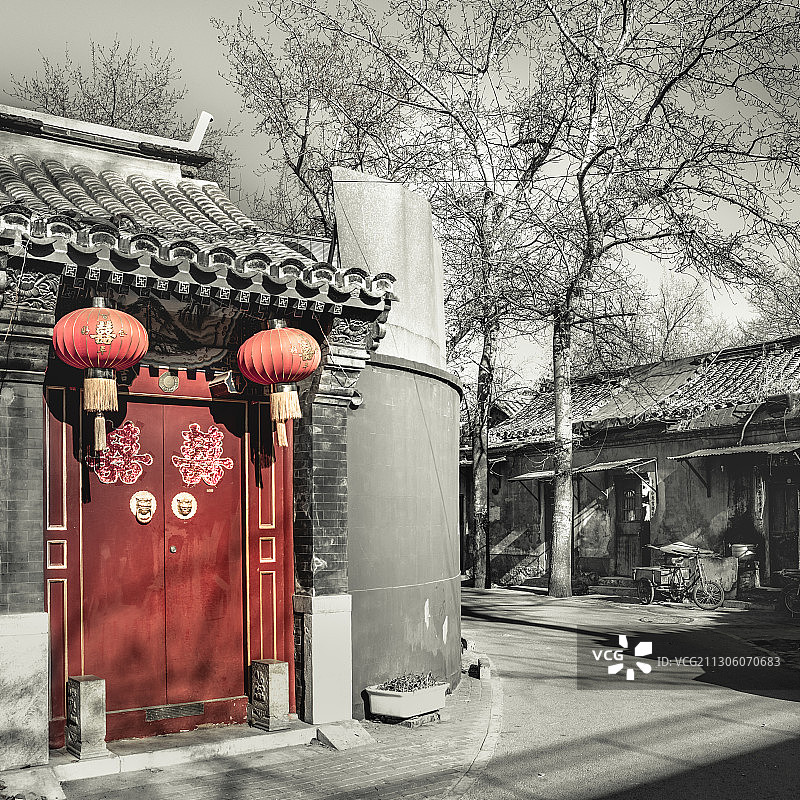 老北京胡同四合院图片素材