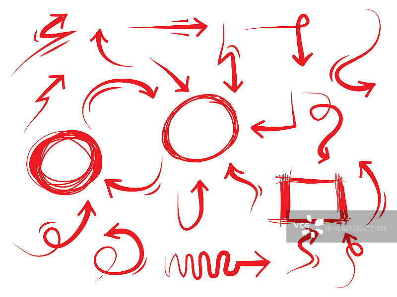 红色手绘箭头图标图片素材