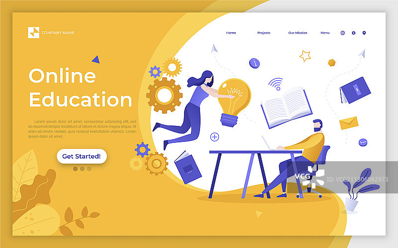 扁平风着陆页模板图片素材