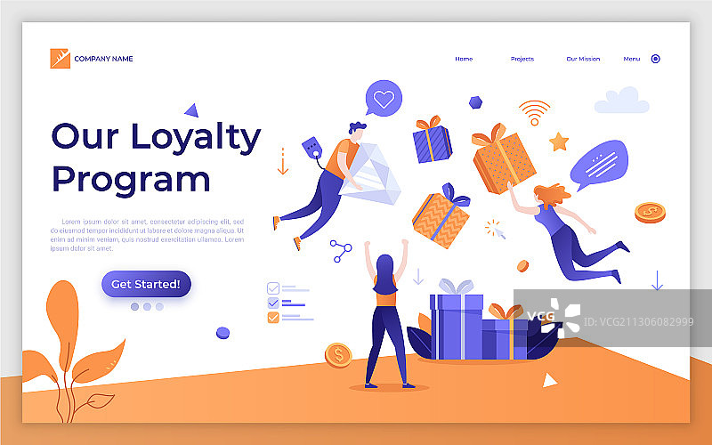 扁平风着陆页模板图片素材