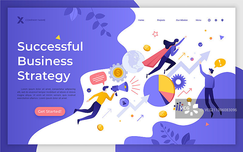 扁平风着陆页模板图片素材