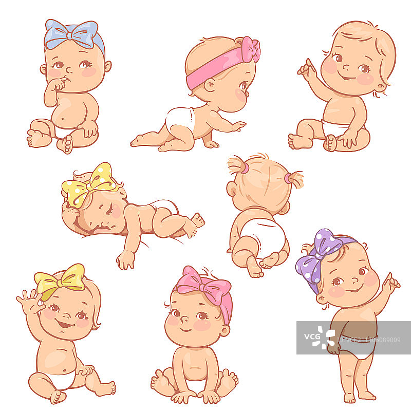 可爱的尿布女孩套装图片素材