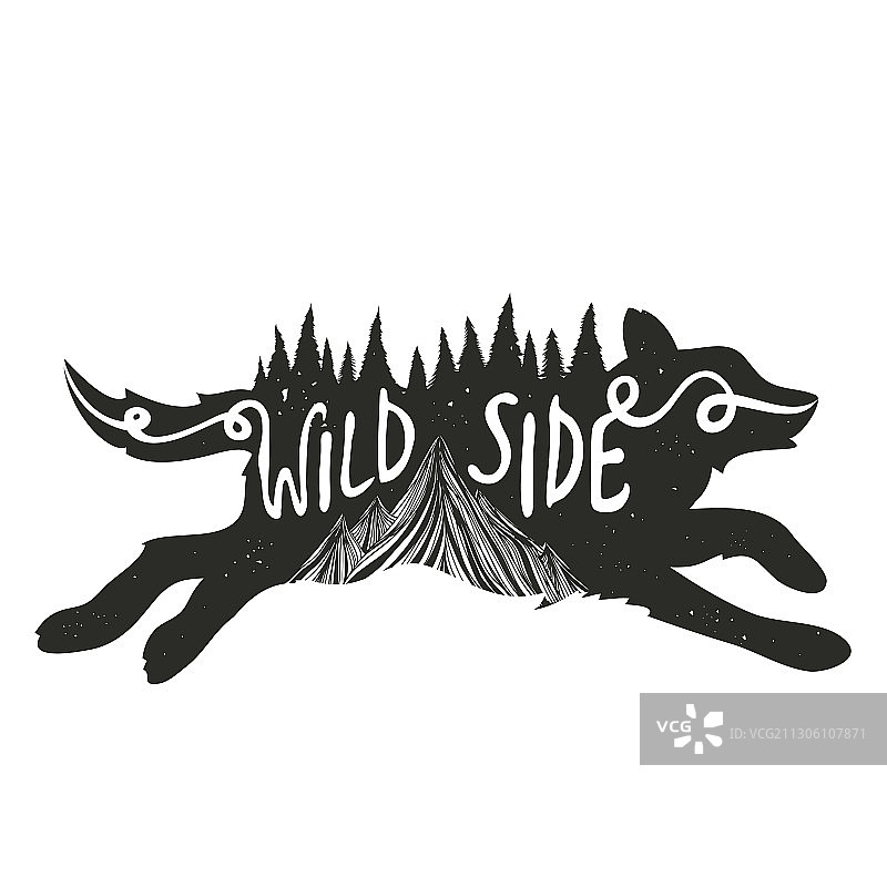 奔跑的狼黑色排版海报图片素材