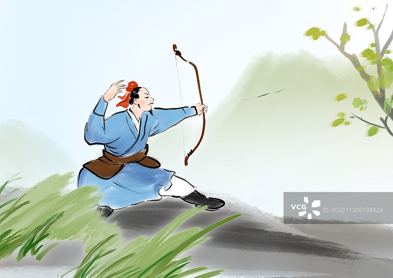 成语故事百步穿杨图片素材