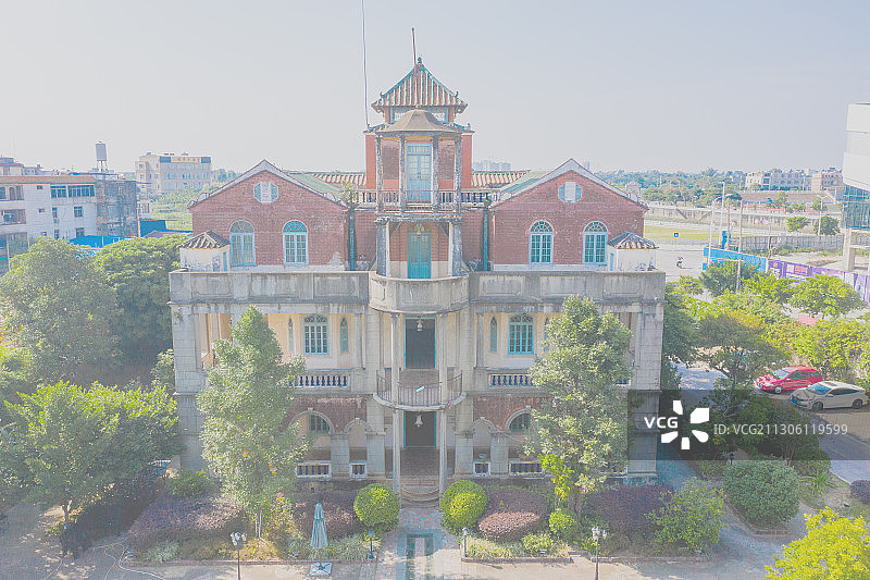 航拍北海合浦槐园建筑群外景图片素材