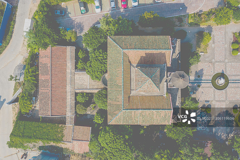 航拍北海合浦槐园建筑群外景图片素材