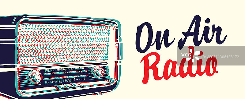 带麦克风和文字的广播banner图片素材
