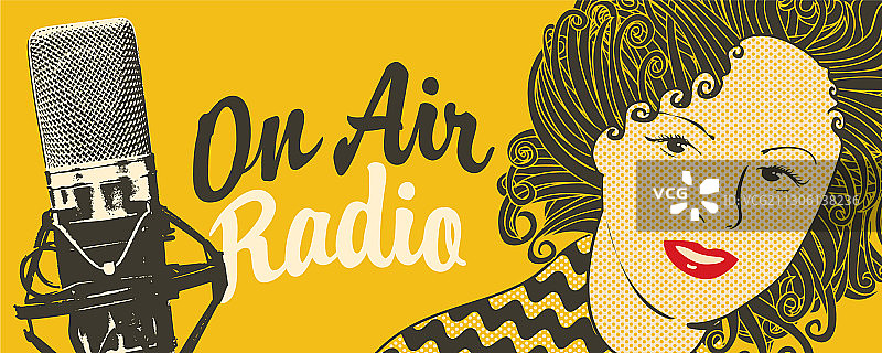 带麦克风和文字的广播banner图片素材