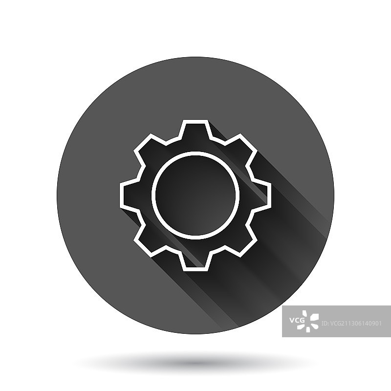 齿轮图标在平面风格的齿轮上的黑色圆形图片素材