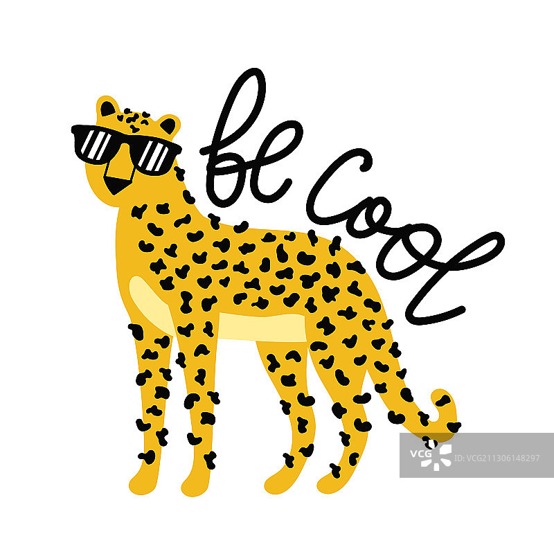 戴太阳镜的酷炫黄色豹子图片素材