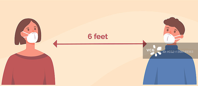 男女戴着口罩，彼此安全图片素材