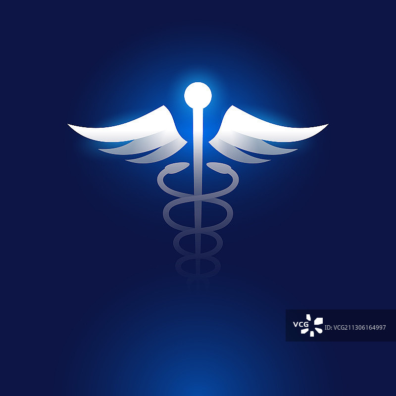 深蓝色背景上的卡杜塞斯符号图片素材