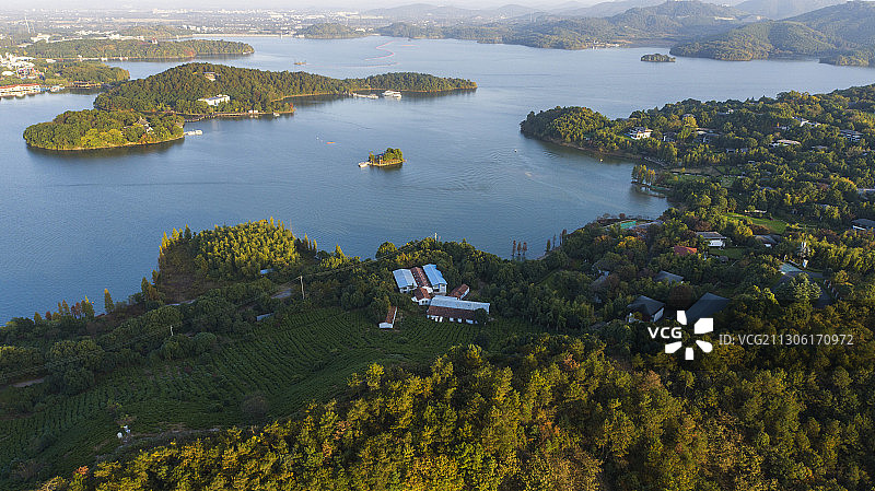 航拍中国江苏常州溧阳市天目湖风光图片素材
