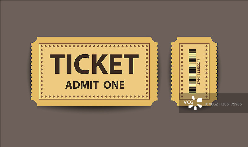 两部分组成的纸质票根图片素材