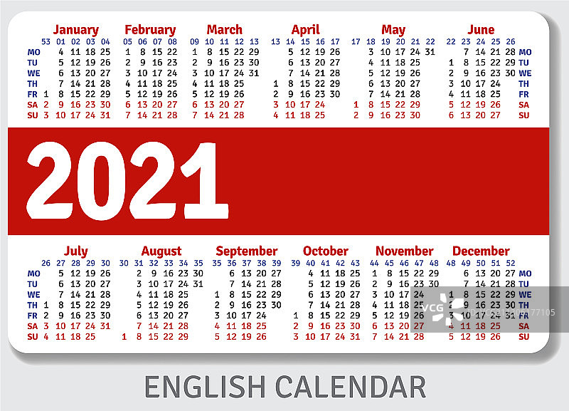 2021年英文日历网格图片素材