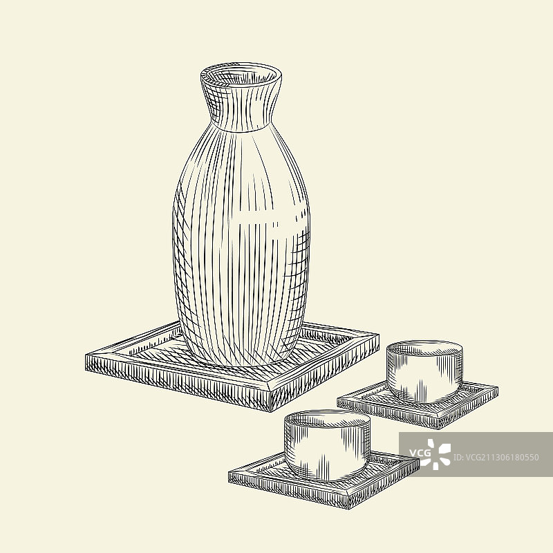 日式清酒和杯子图片素材