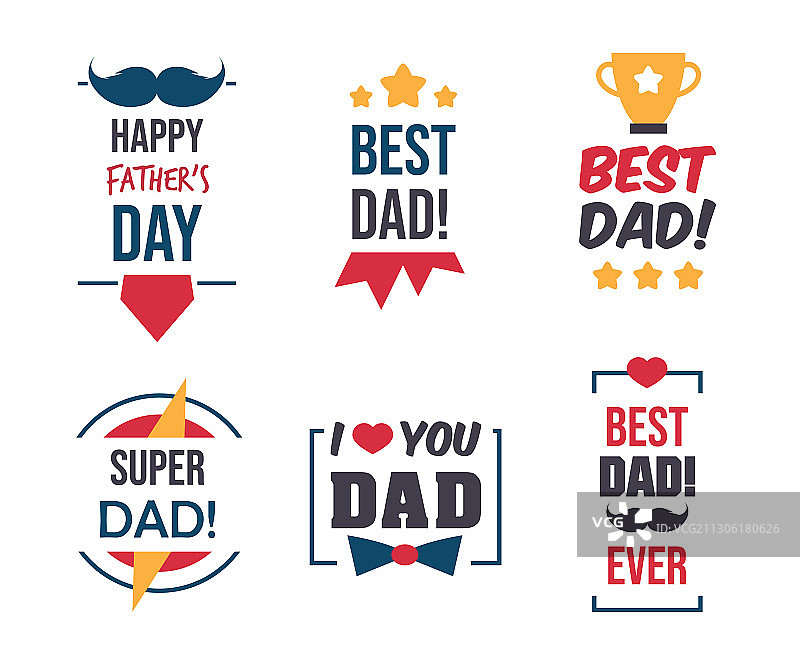 父亲节快乐徽章套装图片素材