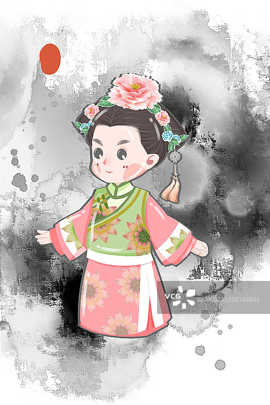 中国风可爱古代女性格格宫女公主插画图片素材