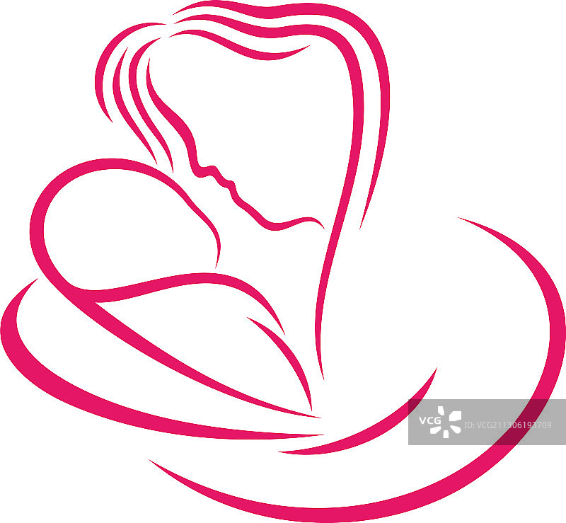 妈妈和宝宝的爱心标志模板图片素材