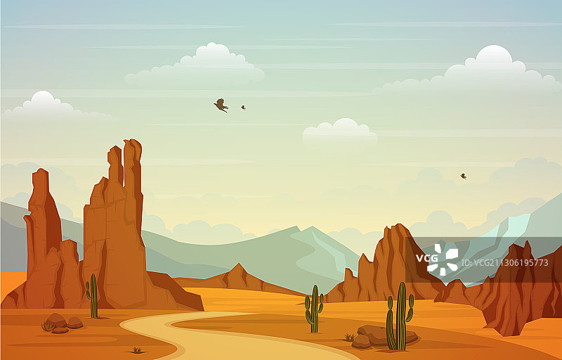 美丽的西部沙漠岩石景观图片素材