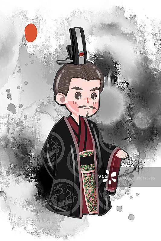 中国风可爱古代男性皇帝插画图片素材