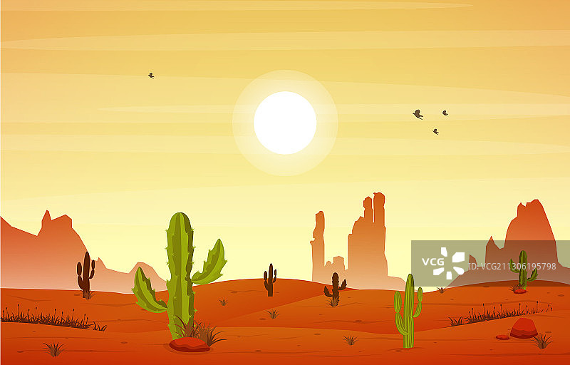 美丽的西部沙漠岩石景观图片素材