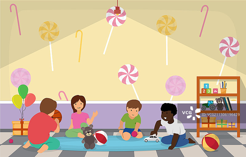 儿童玩具幼儿园教室内部图片素材