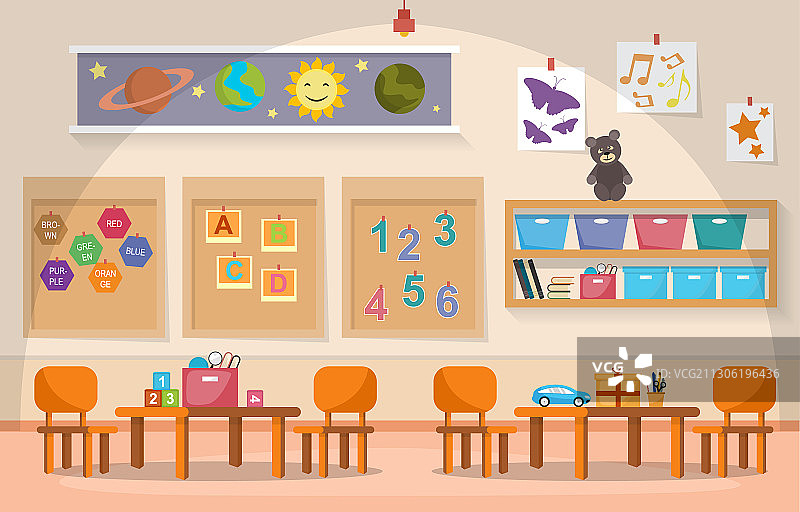 幼儿园教室内部儿童场景图片素材