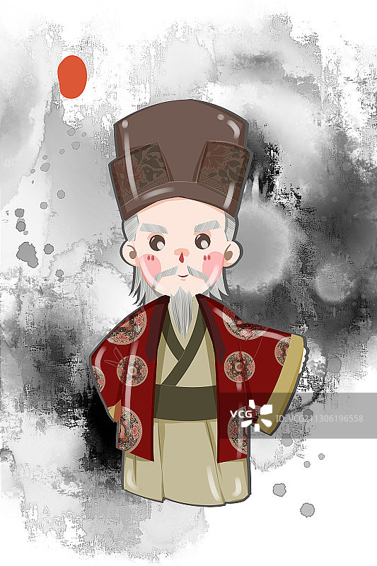 中国风可爱古代中年男性富商插画图片素材