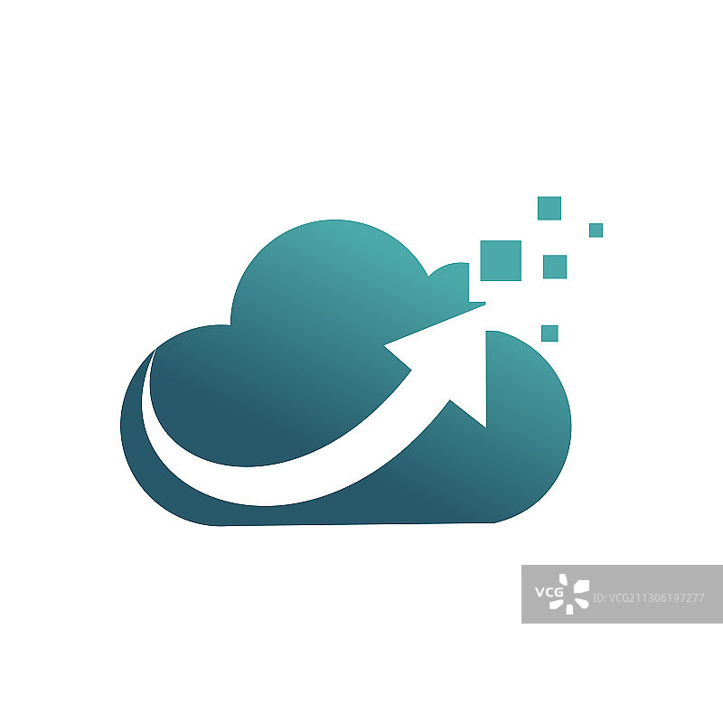 像素风云朵向上箭头互联网数据技术Logo图片素材