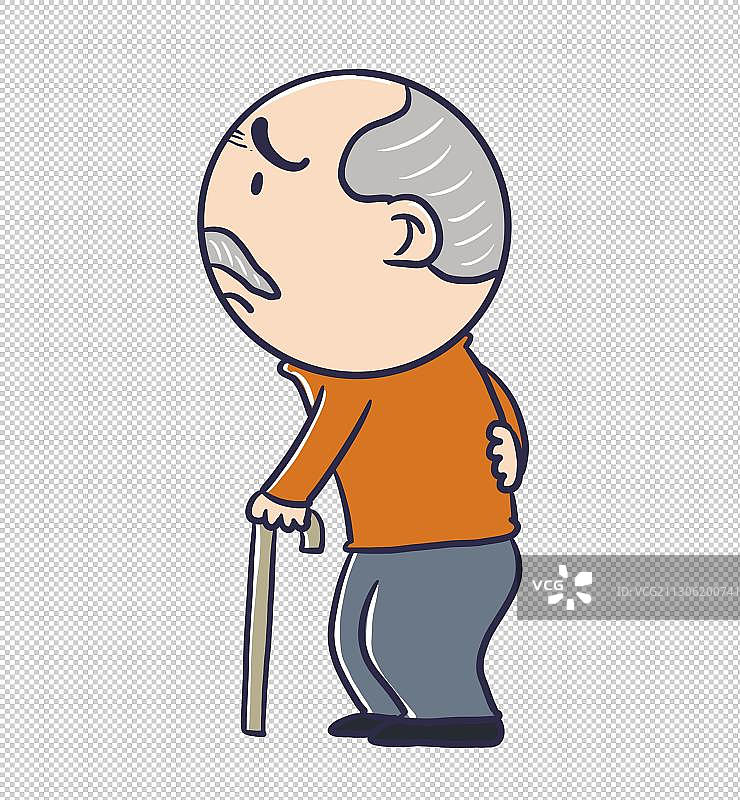 元素：拄拐的老人图片素材