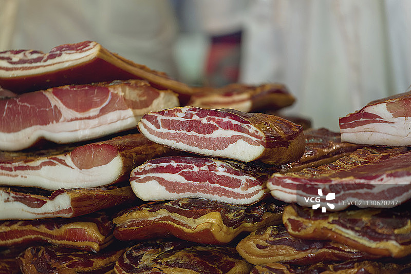 堆叠的腌制培根图片素材