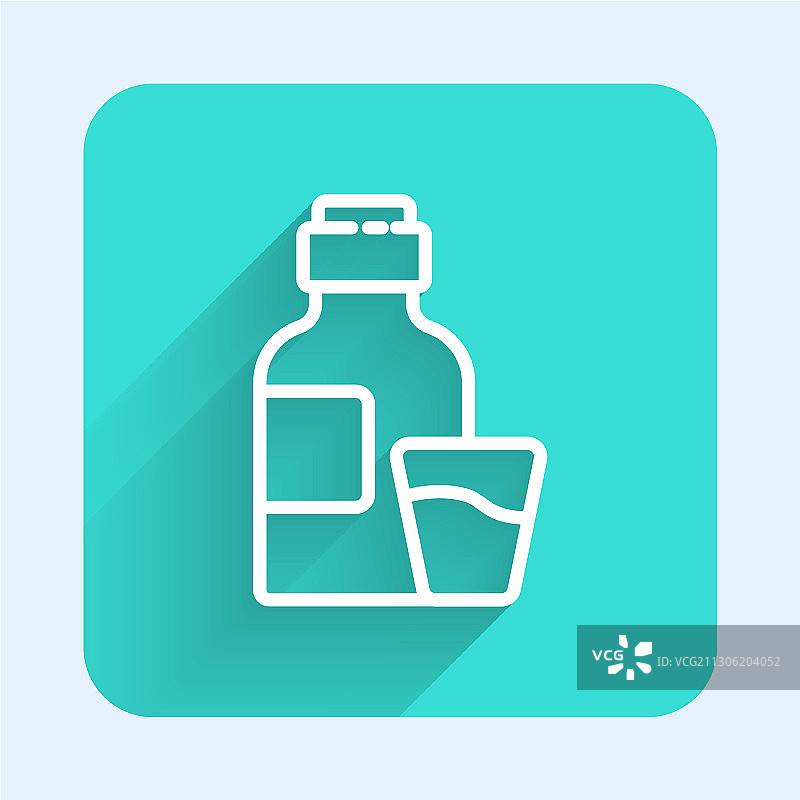 糖浆药瓶和剂量白色线条图片素材