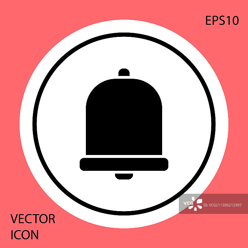 红色背景上的黑色教堂钟声图标图片素材