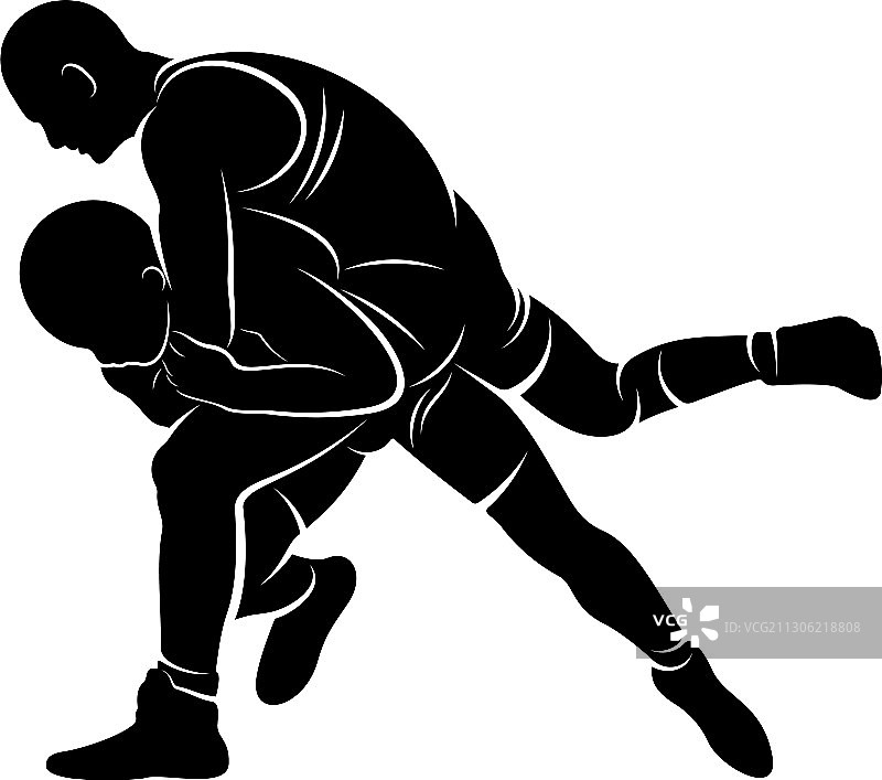 摔跤标志模板剪影设计图片素材