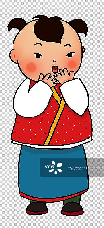 捂嘴吃惊的古风儿童图片素材