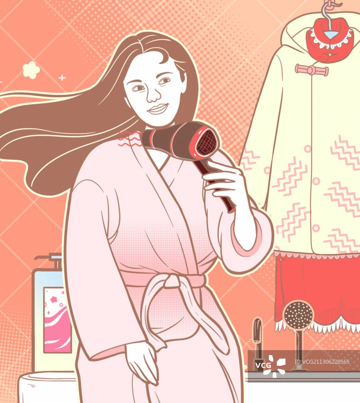 方粉红少女系年俗动图-喜迎新图片素材
