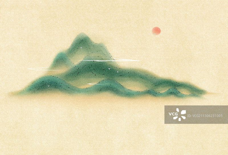 一山水风景插画图片素材