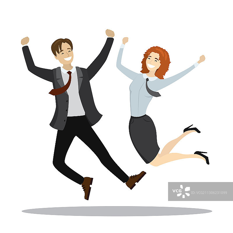 跳跃庆祝的成功商务人士图片素材