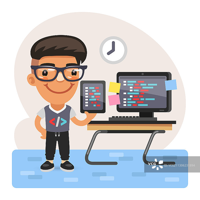 卡通程序员青年图片素材
