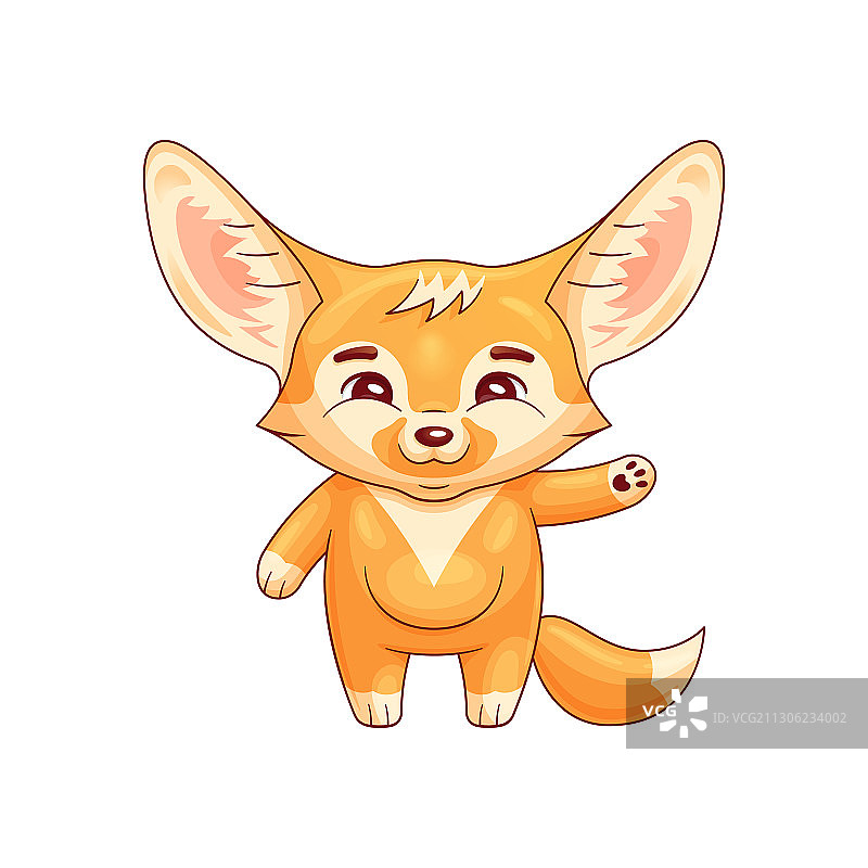 微笑的耳廓狐挥舞爪子致意图片素材
