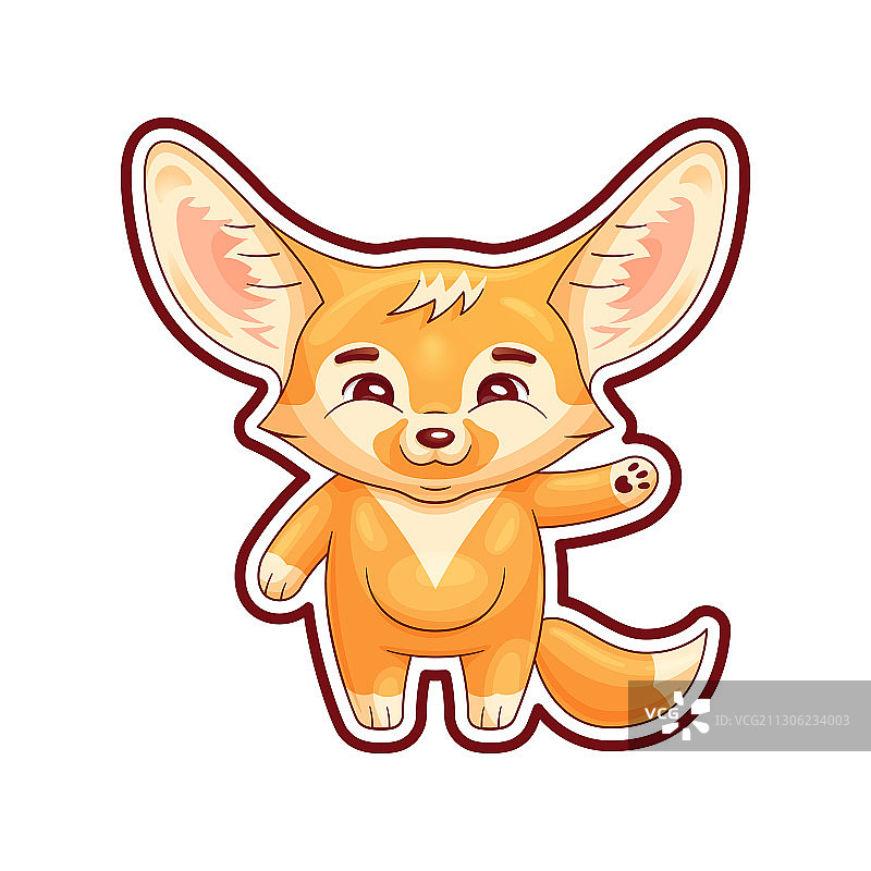 微笑的耳廓狐挥舞爪子致意图片素材