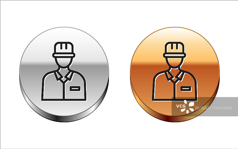 白色背景上的黑色线条石油工人图标图片素材