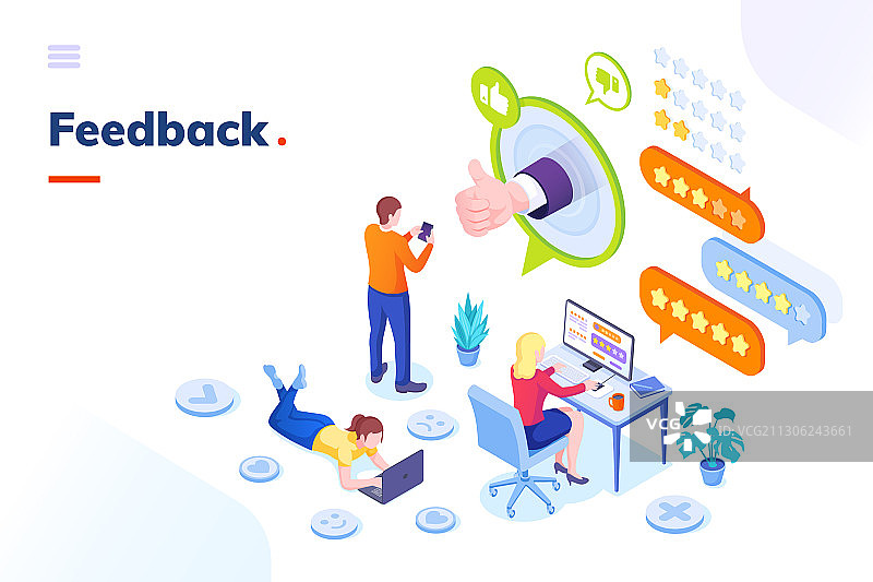客户调查评论意见等距反馈图片素材