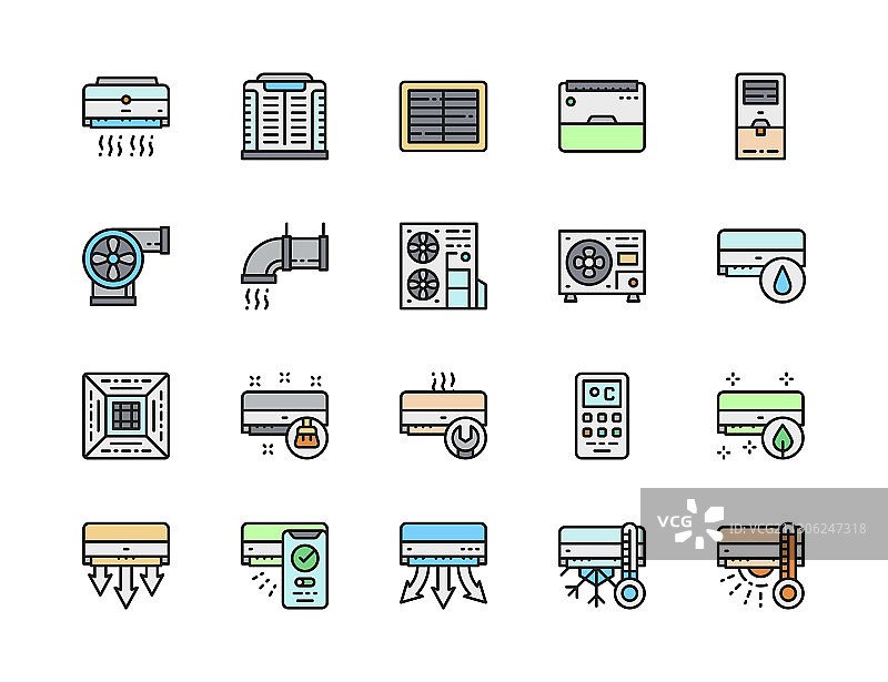 空调彩色线条图标图片素材