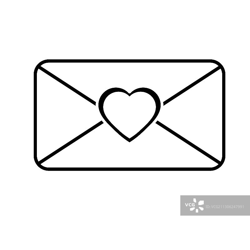 带有心形图标的已发送邮件信封图标图片素材