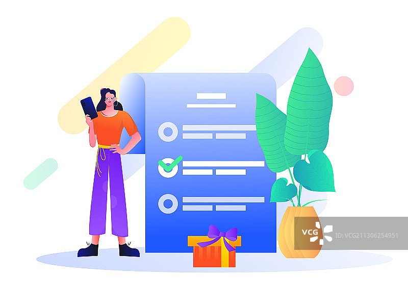 邀请好友进行问卷调查获得红包人物互联网背景矢量插画图片素材