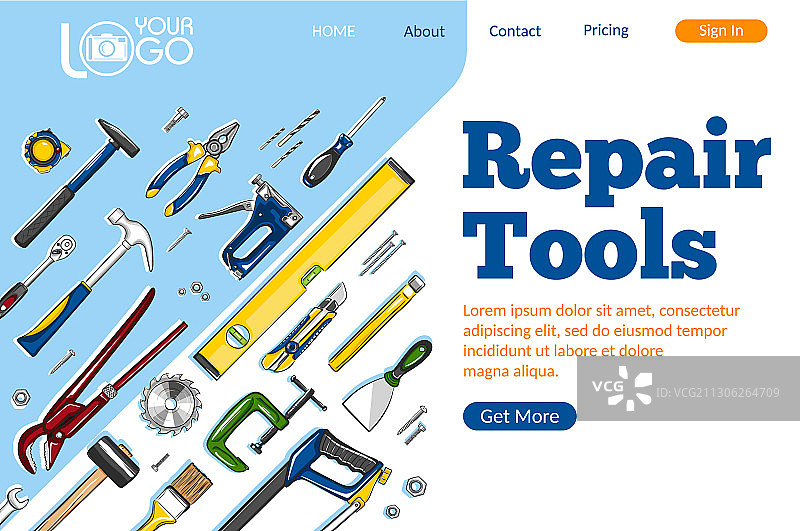 维修工具着陆页布局图片素材