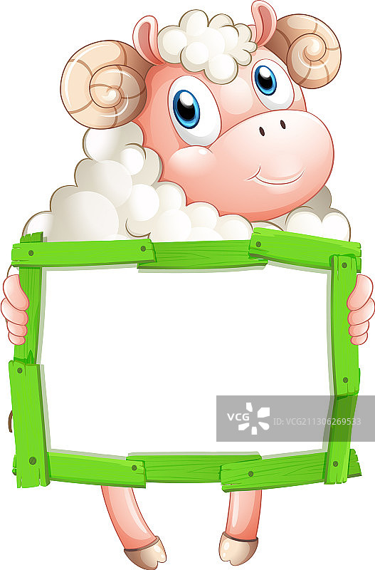 白色背景上带有绵羊的空白标牌模板图片素材